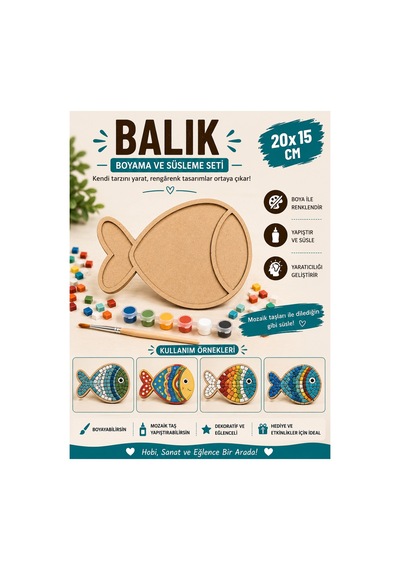 Katmanlı Balık Boyama Ve Mozaik Süsleme Seti 20x15 Cm