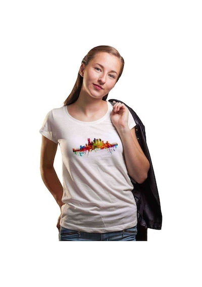 Silhouette Pittsburgh Pennsylvania Kadın Beyaz Tshirt