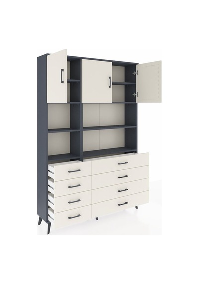 Arges Dolap 8 Raflı 8 Çekmeceli 3 Kapaklı 132x30x195 Antrasit-aytaşı/aytaşı Aytası/aytası Arges Dolap 8 Raflı 8 Çekmeceli 3 Kapaklı 132x30x195 Antrasit-aytaşı/aytaşı Aytası/aytası