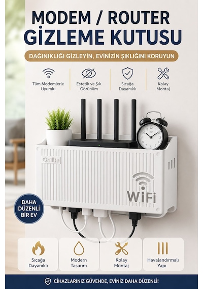 Wifi Saklama Toplama Kutusu Duvara Asılabilir Pleksi Sigorta Kutusu Beyaz