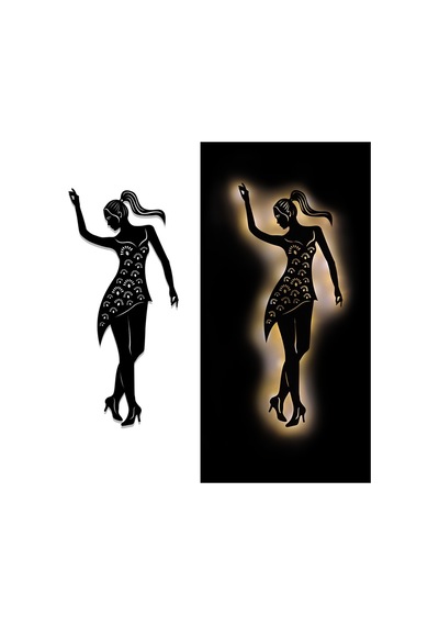 Led Işıklı Dans Temalı Tablo Helen Dekoratif Gece Lambası Sarı - 737251295 Sarı