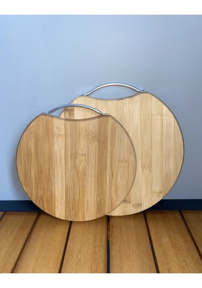 2'Li Takım Bambu Ekmek Kesme Sunum Tahtası 28X28-25X25Cm