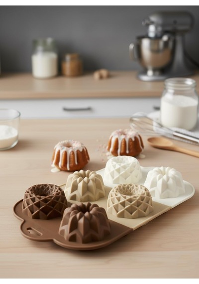 6 Bölmeli Silikon Muffin Ve Mini Kek Kalıbı - 3 Farklı Estetik Geometrik Desen, Yapışmaz Ve Esnek Pişirme Seti, M Diğer