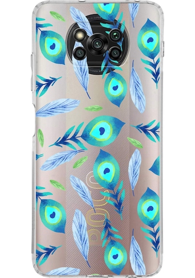 Xiaomi Poco X3 Nfc İle Uyumlu 1mm Slim Fit Nazar Boncuğu 3 Baskılı Şeffaf Kılıf Şeffaf