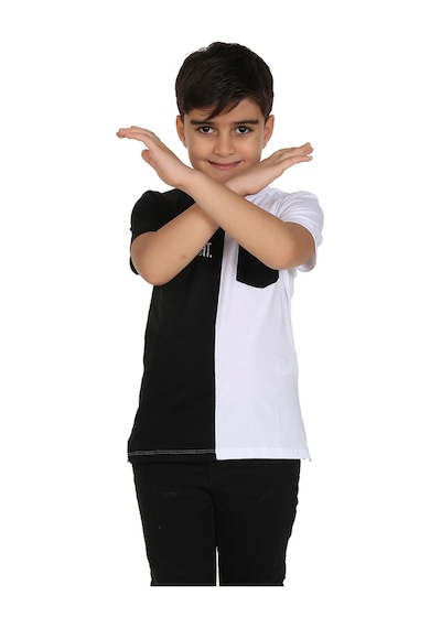Toontoy Kids Toontoy Erkek Çocuk Cepli Arka Baskılı Tişört Siyah