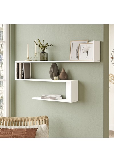 Wall R10 Modern Duvar Rafı Kitaplık Wal10-w Beyaz
