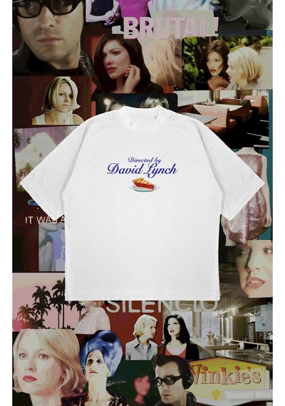 Tarzsokak Directed By David Lynch Baskılı Oversize Unisex Pamuklu Nefes Alan Kalın Kumaşlı Beyaz