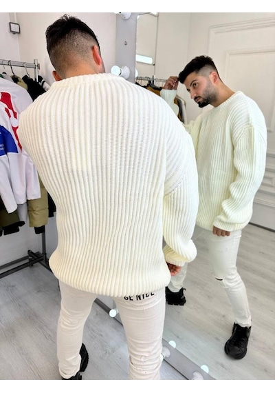 Elku Moda Elkumoda Oversize Kazak Bol Kesim Salaş Triko Kazak-KAZAK2873