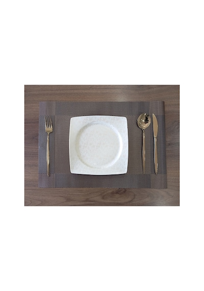 6 Kişilik Pvc Amerikan Servis Supla Seti - 30x45cm Kahverengi