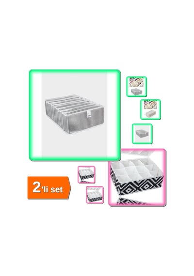 8 Bölmeli Akordiyon Çekmece Düzenleyici + 12 Bölmeli Mozaik Desen Organizer - 2li Set Ghı456 Belirtilmemiş
