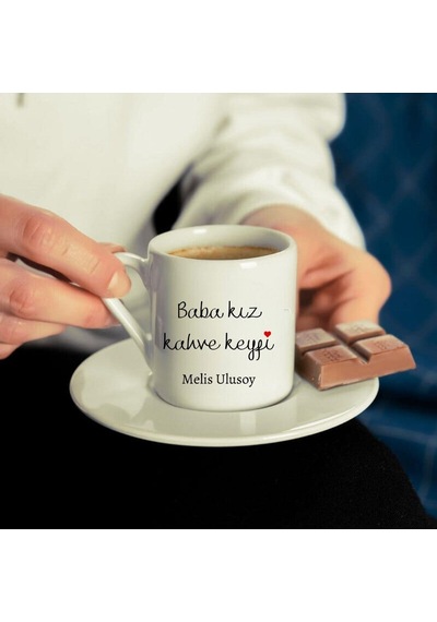 İsme Özel Babalı Kızlı Kahve Fincan Seti
