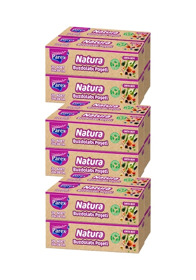 Natura Buzdolabı Poşeti Orta Boy 20'li 24 X 38 Cm Dörtlü Paket Üç Paket