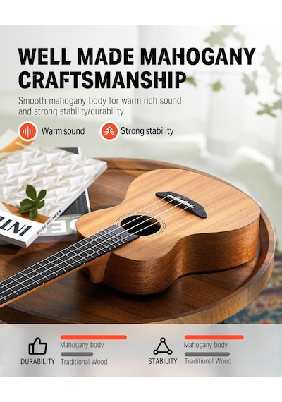Donner Maun Tenor Ukulele Professional Tenor Ukelele Başlancıç Seti Natural