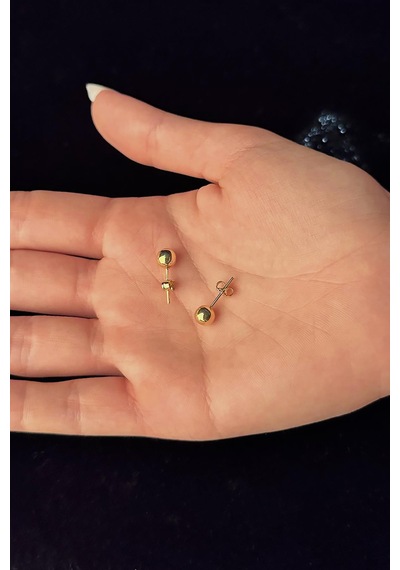 14 Ayar Altın Top Küpe 6 Mm 001