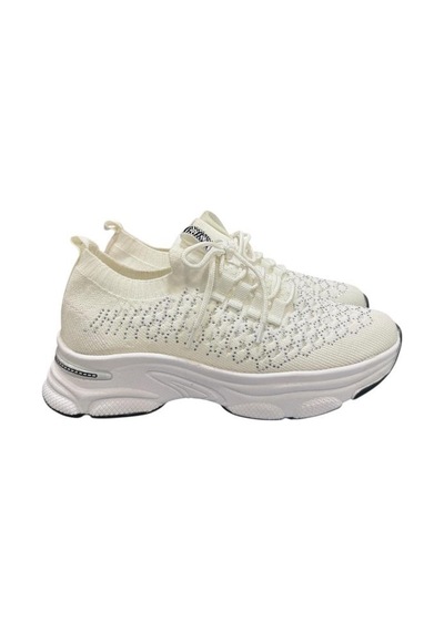Aybaak 5008 Taşlı Dolgu Topuk Kadın Ayakkabı Sneaker Beyaz