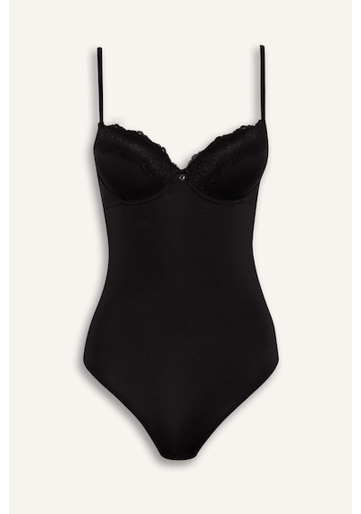 DeFacto Yarım Dolgulu Dantel Detaylı Bodysuit-Fall in Love D8168AX25SPBK81