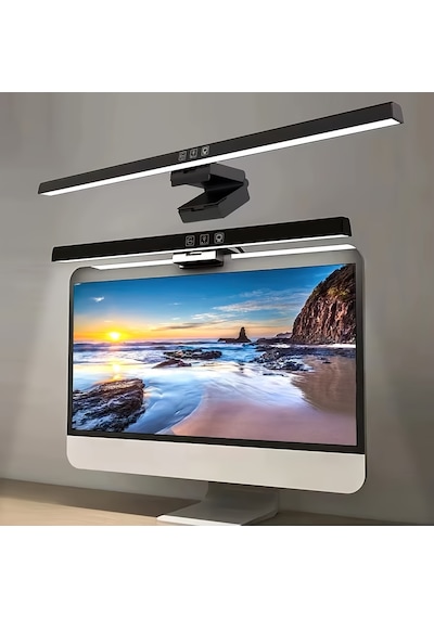 Göz Dostu Monitör Üstü Led Aydınlatma Asimetrik Optik 3 Renk Işık Ayarlanabilir Parlaklık 61 Cm