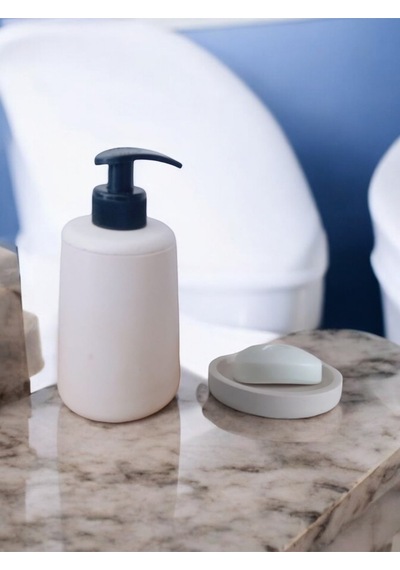 Marble Beyaz Banyo Seti,sıvı Sabunluk Diş Fırçalığı Beton Aksesuar Takımı Gri