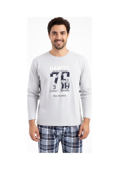 Free Beka Uzun Kollu Ekose Desenli Altı Kareli Erkek Pijama Takımı Pamuklu Ve Rahat Kumaş Gri Free Beka Uzun Kollu Ekose Desenli Altı Kareli Erkek Pijama Takımı Pamuklu Ve Rahat Kumaş Gri