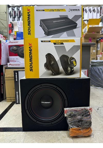 Soundmax Set 30cm Bass 4 Kanallı Anfi 4x70 Soundmax Oval Midrange Kablo