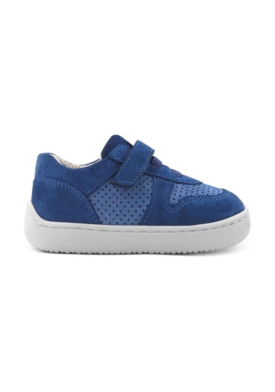 Rakerplus Bob Hakiki Deri Mavi Barefoot Cırtlı Lastikli Bebek Sneaker Ayakkabı