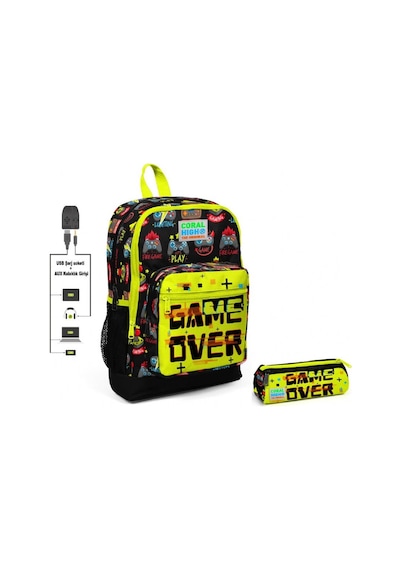 Coral High Game Over Baskılı İlkokul Sırt Çantası ve Kalemlik Set