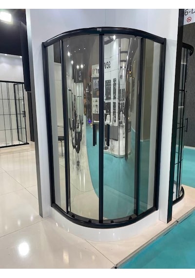 Desaş Aynalı Siyah Duşakabin Yüksek Kalite Lux Oval 90x90 Füme