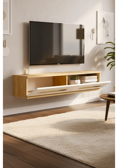 Tda1220dbg - Rany120 Duvara Montaj Tv Stand, Tv Rafı, Tv Sehpası Safirmeşe - Beyaz - Gold 120cm Tda1220dbg - Rany120 Duvara Montaj Tv Stand, Tv Rafı, Tv Sehpası Safirmeşe - Beyaz - Gold 120cm