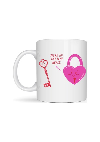 Model 27 You Re The Key To My Heart Tasarımlı Porselen Kupa - Sevgiliye Arkadaşa Özel Anlamlı Hediye Diğer