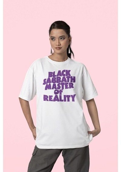 Black Sabbath Master Of Reality Yazılı Unisex Oversize Müzik Grub Beyaz