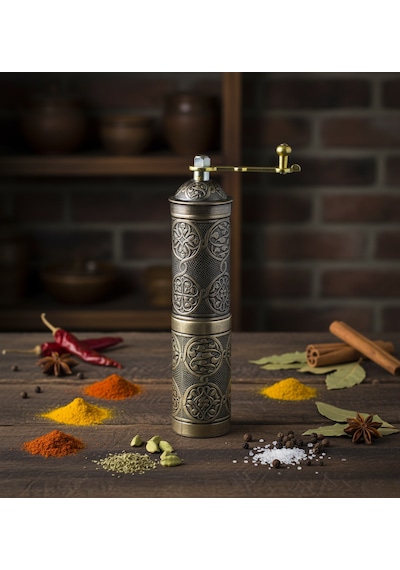 Ludıa Zamak Metal Kalay Renk 3 Lü Set Karabiber,kahve,çörek Otu El Değirmeni Öğütücü Grinder S2 Koyu Gri