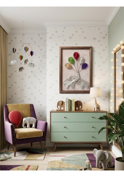 Filografi Balonlu Fil Tablosu 35x50 Cm Ahşap Çivi & Tel Sanatı Çocuk Odası, Anaokulu Ve Hediye Dekoratif Ta - Filografi Balonlu Fil Tablosu 35x50 Cm Ahşap Çivi & Tel Sanatı Çocuk Odası, Anaokulu Ve Hediye Dekoratif Ta -