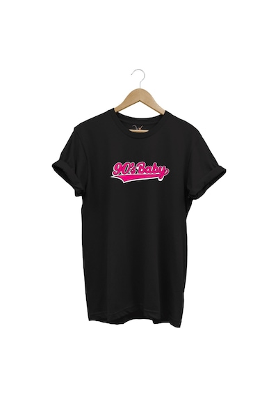 90's Baby 90'lar Çocuğu Baskılı Şık %100 Pamuk Regular Fit Bisiklet Yaka Siyah T-shirt Siyah