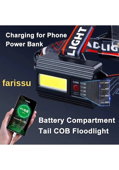 Q-max Ps-t62 3000 Lümen Kafa Lambası 3 Adet 18650 Yedek Pilli Powerbank Özellikli Siyah