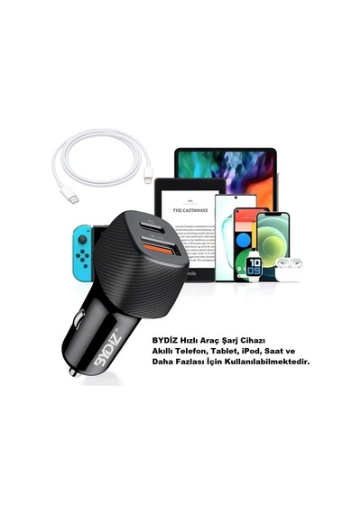 Lexroo Bydiz By-38l Hızlı Araç Şarj Cihazı 38w Çakmaklık Şarj Aleti Aple İphone 14/13/12/11/pro/max Standart