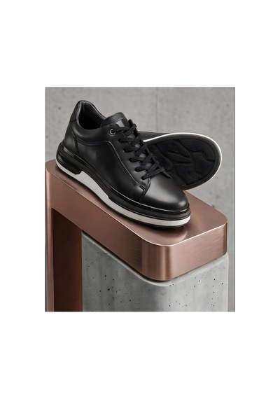 Crc Ayakkabı Urban Elite - Nappa Series Yüksek Tabanlı Deri Sneaker Siyah