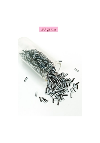 Uzun Boru Kesme Boncuk Çap 2mm Uzunluk 10 Mm - 20 Gram - Siyah Beyaz - Bnc251
