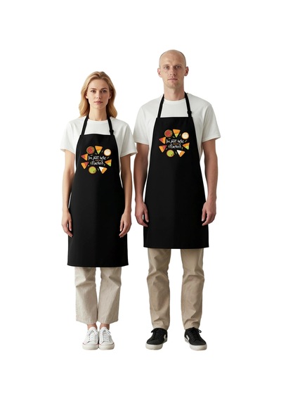 Unisex Mutfak Aşçı Önlüğü Nachos Taco Baskılı Grafik Desen Rahat Siyah