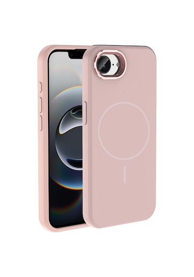 Maks Technology iPhone Uyumlu 17e Kılıf M-safe Şarj Özellikli Metal Kamera Çerçeveli Mkst Edi Silikon Kapak - Rose Gold