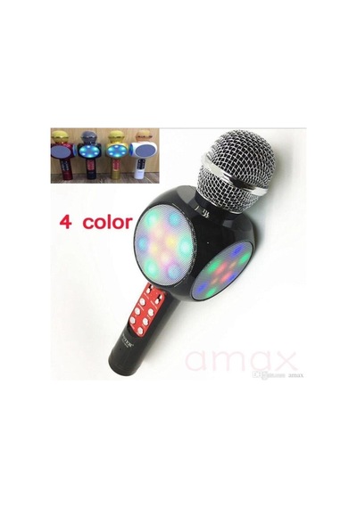 Ws-1816 Led Işıklı Karaoke Mikrofon, Bluetooth Hoparlör Mp3 Kırmızı