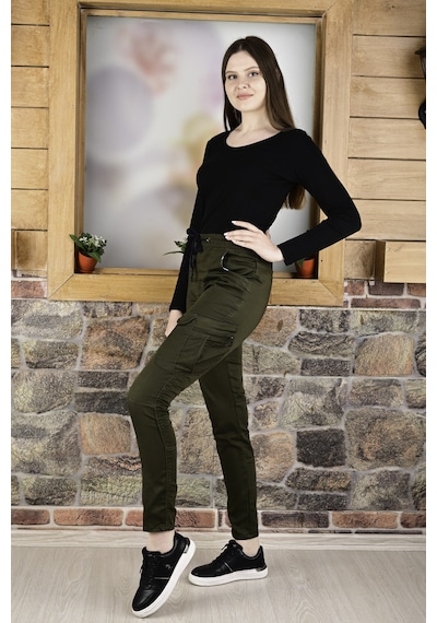 Black Steel Bel ve Paça Lastikli Kargo Cep Fermuarlı Pantolon-4444 Qkbyn4444