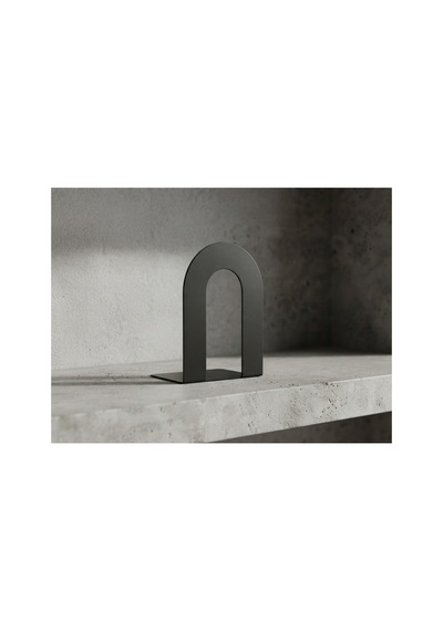 Oval Kitaplık Tutacağı Siyah Metal Mat Siyah