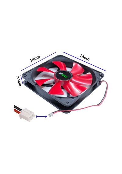 14 Cm 12v 2 Pinli Fan 14 14 2.5cm Ölçülerinde 12 Volt 2 Pimli Soğutucu Fan