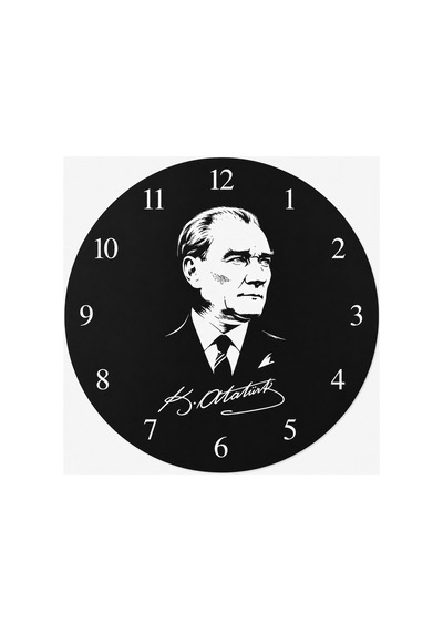 AA Shop Atatürk Temalı Baskılı Dekoratif Baskılı Ahşap Duvar Saati Sessiz Akar Mekanizmalı 810 Çoklu Renkli