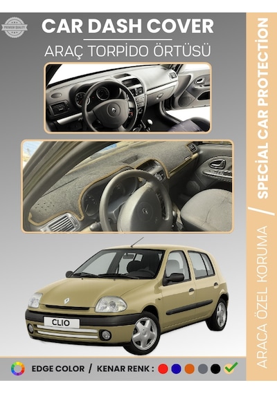 Renault Clıo 2 Ekranlı + Çukurlu 2001-2012 Torpido Örtüsü Ön Göğüs Koruma Torpido Koruma - 402 Stiloto
