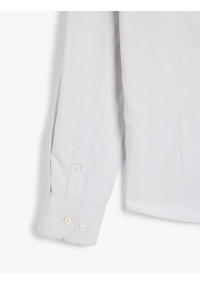 Koton Pamuklu Düğmeli Yaka Slim Fit Uzun Kollu Gömlek Gri 5wam60051hw Gri