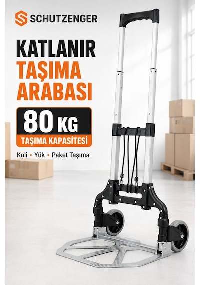 Pro 80 Kg Kapasiteli Yük Koli Paket Taşıma Arabası Katlanır El Arabası Cc450