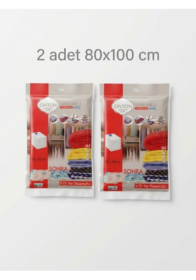 2 Adet 80x100 Cm Vakumlu Poşet - %75 Yer Tasarruflu Kıyafet Ve Tekstil Vakumlu Hurç Seti