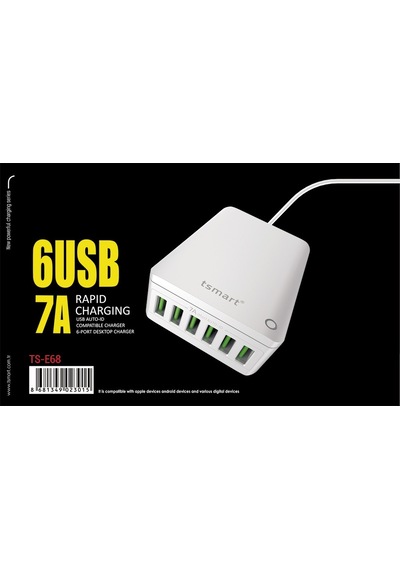 Tsmart 6 Usb Çıkışlı 7A Ev Şarj Cihazı