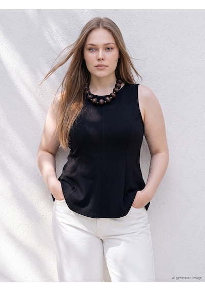 Lcwaıkıkı Curve Siyah Büyük Beden Fırfırlı Peplum Bluz